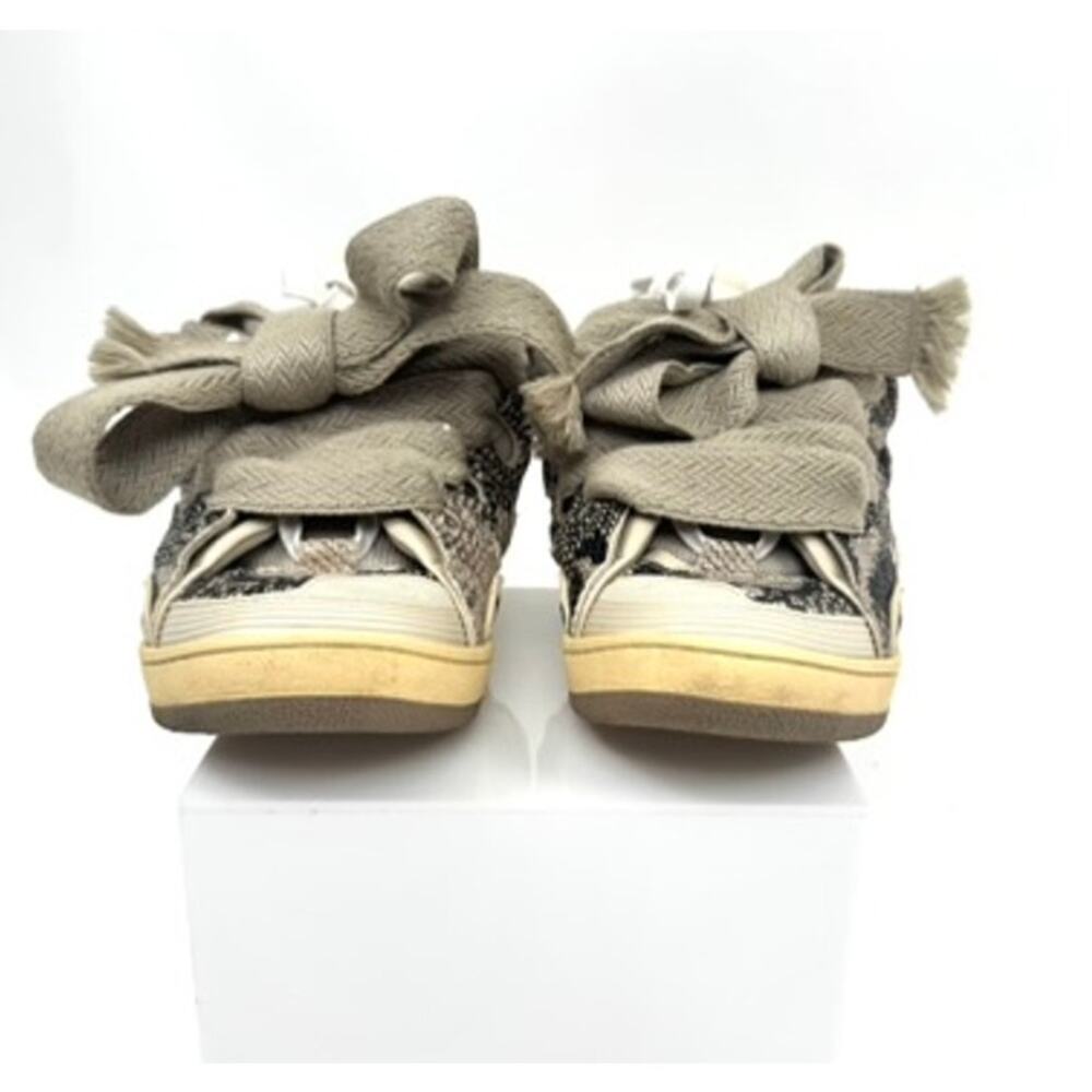 Men's Lanvin Beige Python Print Curb Sneakers Siz… - image 12